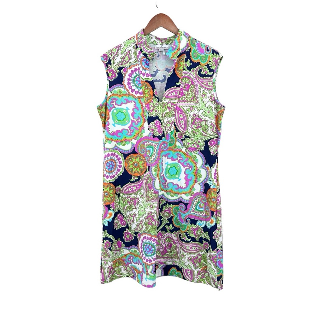 JUDE CONNALLY Dress Floral Paisley Shift Sleeveless V-Neck